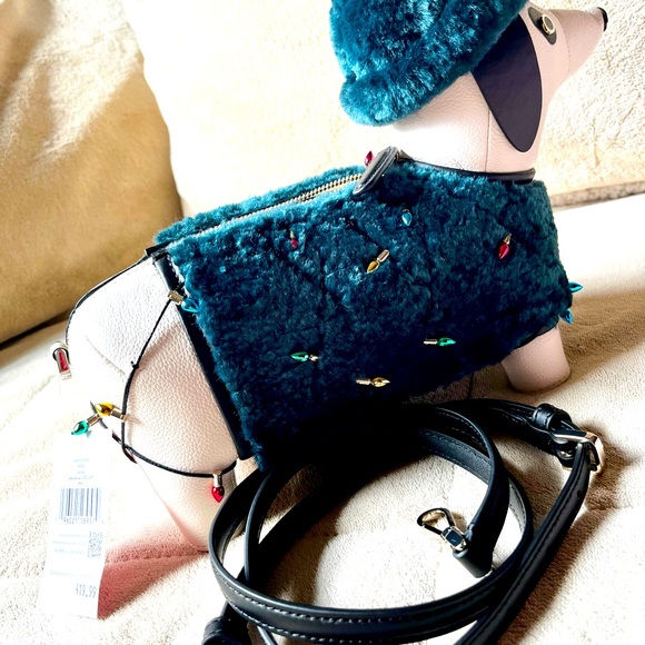 BNWT Collectible Kate Spade Dachshund Dog Claude Bag, Green, Christmas Lights - Picture 6 of 8